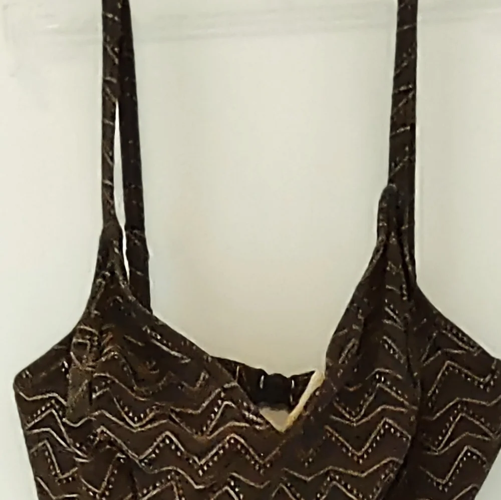 Sexy Brown & Shiny Gold French-cut 1 piece Swimsuit